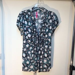 Blouse 1x pattern : blue, black, white